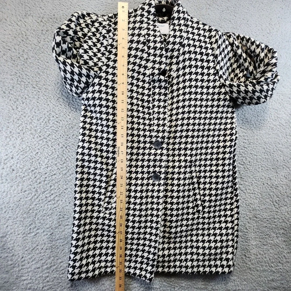 Old Navy Coat Womens Medium Wool Blend Black White‎ Long Sleeve Business Casual